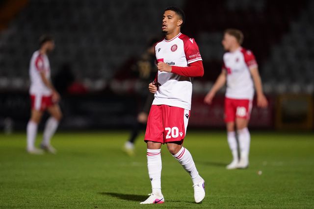 Chem Campbell of Stevenage during the Sky Bet League One match Stevenage vs Barnsley at Lamex Stadium, Stevenage, United Kingdom on 21st April 2026

(Photo by Harvey Murphy/News Images)