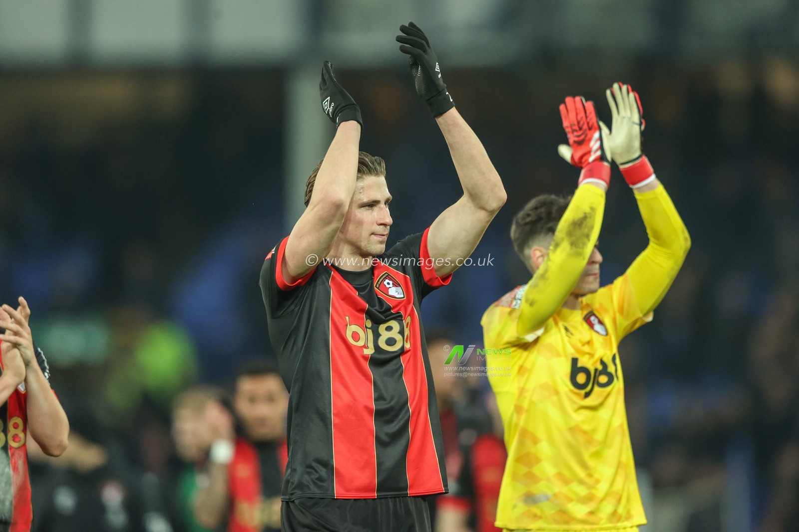Illya Zabarnyi of Bournemouth applauds the fans after the game during the Emirates FA Cup Fourth Round match Everton vs Bournemouth at Goodison Park, Liverpool, United Kingdom, 8th February 2025

(Photo by Alfie Cosgrove/News Images)