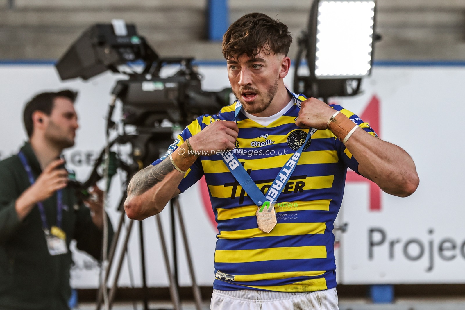 Player of the match Matty Ashton of Warrington Wolves during the Betfred Super League round 5 match Warrington Wolves vs Castleford Tigers at The Halliwell Jones Stadium, Warrington, United Kingdom on 21 March 2026

(Photo by Alfie Cosgrove/News Images)