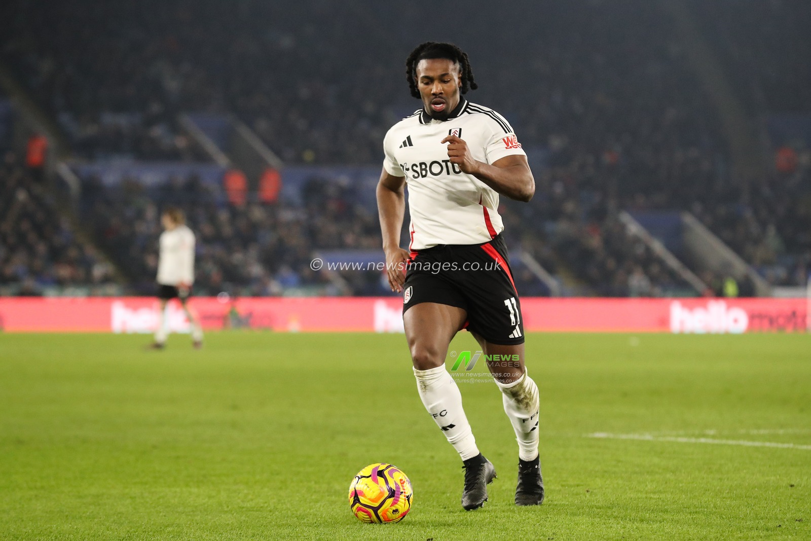 Adama TraorÃ© of Fulham in action during the Premier League match Leicester City vs Fulham at King Power Stadium, Leicester, United Kingdom, 18th January 2025

(Photo by Gareth Evans/News Images)