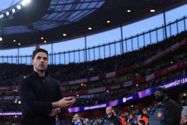 Mikel Arteta manager of Arsenal looking on during the UEFA Champions League Quarter Finals match Arsenal vs Sporting CP at Arsenal stadium, London, United Kingdom on 15 April 2026

(Photo by Harvey Murphy/News Images)