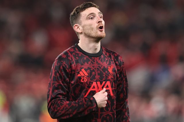 Andrew Robertson of Liverpool in the pregame warmup session during the UEFA Champions League last 16 second leg match Liverpool vs Galatasaray at Anfield, Liverpool, United Kingdom on 18 March 2026

(Photo by Alfie Cosgrove/News Images)