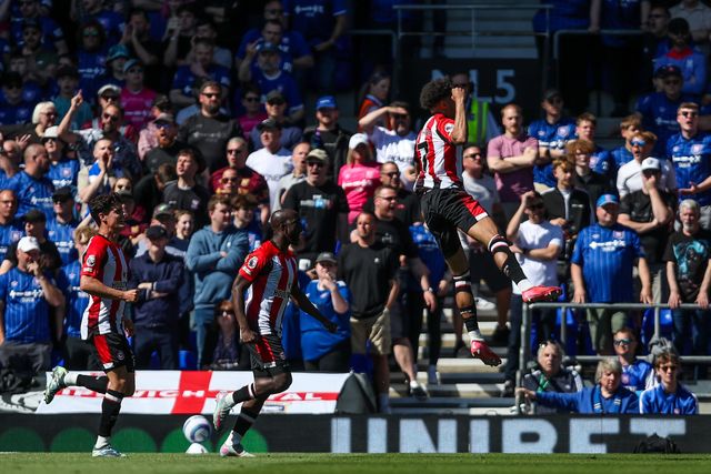 Kevin Schade of Brentford celebrates his goal to make it 0-1 during the Premier League match Ipswich Town vs Brentford at Portman Road, Ipswich, United Kingdom, 10th May 2025

(Photo by Izzy Poles/News Images)