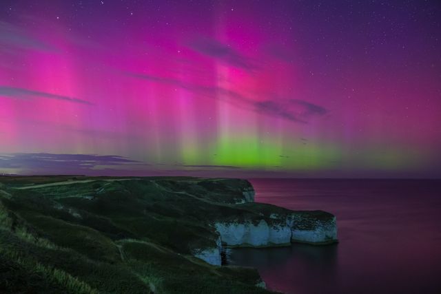 Northern Lights also know as the Aurora Borealis shines over Bempton Cliffs, Flamborough, United Kingdom, 2nd September 2025

(Photo by Mark Cosgrove/News Images)