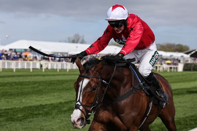 Mirabad ridden by Tristan Durrell runs on to win the 12:45 Hallgarten & Novum Wines Maghull Novices' Chase during the 2026 Randox Grand National Day at Aintree Racecourse, Aintree, United Kingdom on 11 April 2026

(Photo by Mark Cosgrove/News Images)