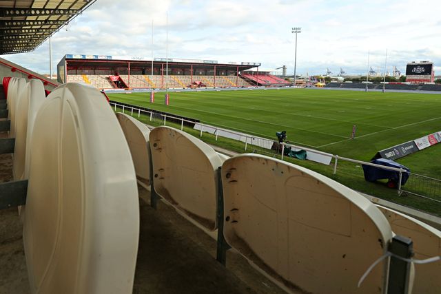 A general view of Sewell Group Craven Park before the Betfred Super League round 27 match Hull KR vs Warrington Wolves at Sewell Group Craven Park, Kingston upon Hull, United Kingdom, 18th September 2025(Photo by Sam Eaden/News Images)