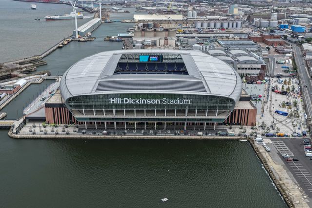 An aerial view of the Hill Dickinson Stadium during the Betfred Super League Magic Weekend match Huddersfield Giants vs York Knights at Hill Dickinson Stadium, Liverpool, United Kingdom on 04 July 2026

(Photo by Mark Cosgrove/News Images)