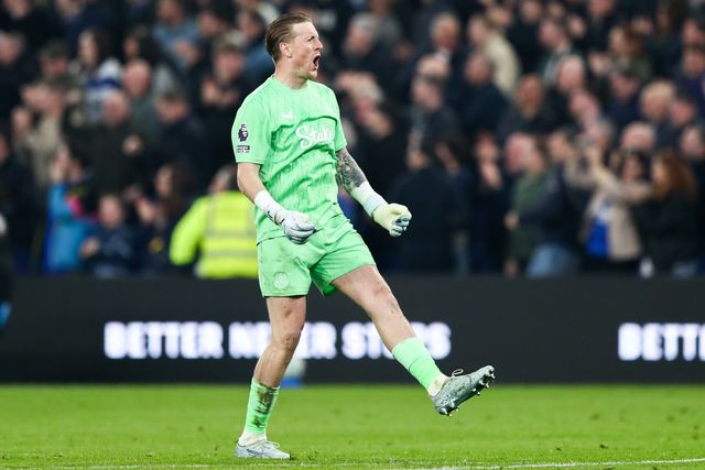Everton goalkeeper Jordan Pickford celebrates Beto of Everton goal to make it 2-0 during the Premier League match Everton vs Chelsea at Hill Dickinson Stadium, Liverpool, United Kingdom on 21 March 2026

(Photo by Jorge Horsted/News Images)