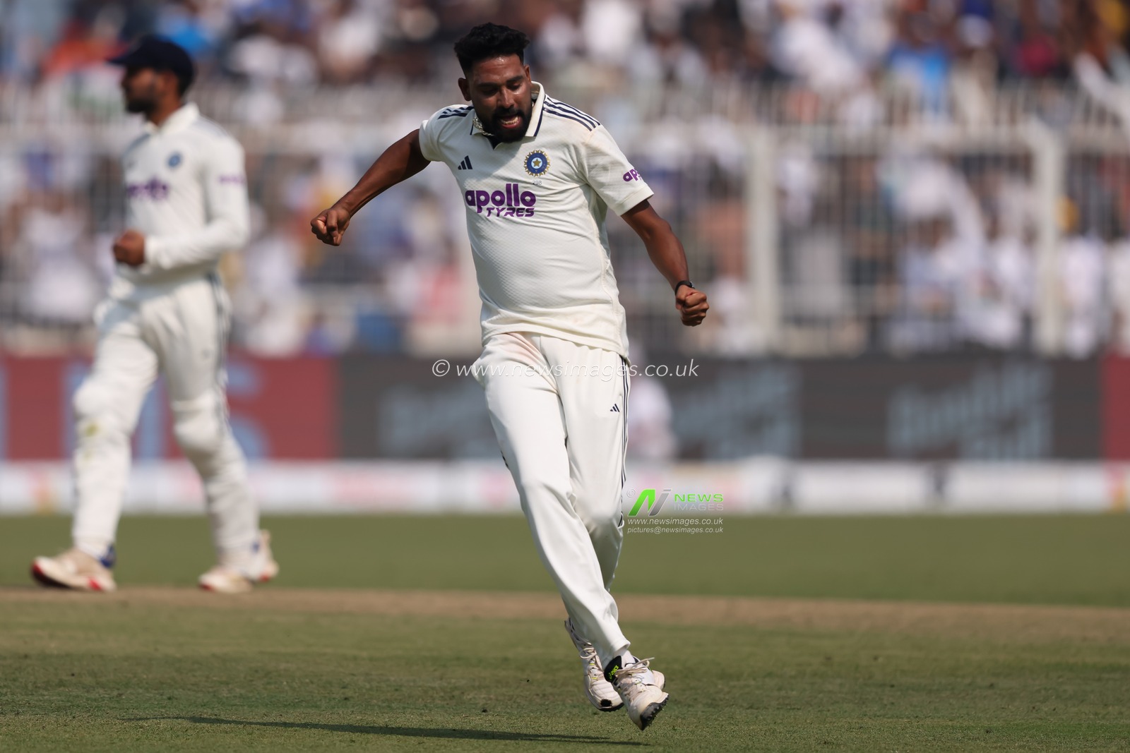 Mohammed Siraj of India took his second  wicket of Keshav Maharaj of South Africa by lbw and celebrates during the IDFC First Bank Test Day 3 match India vs South Africa at Eden Gardens, Kolkata, India, 16th November 2025

(Photo by Shubhajit Roy Karmakar/News Images)