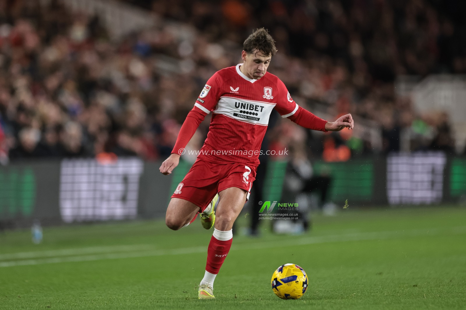 Callum Brittain of Middlesbrough in action during the Sky Bet Championship match Middlesbrough vs Hull City at Riverside Stadium, Middlesbrough, United Kingdom, 29th December 2025

(Photo by Mark Cosgrove/News Images)

*** GER AUT SUI OUT ***