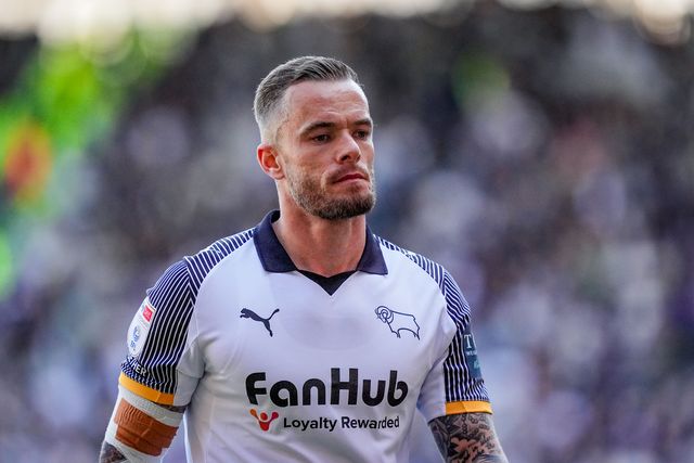 Joe Ward of Derby County during the Sky Bet Championship match Derby County vs Stoke City at Pride Park Stadium, Derby, United Kingdom on 06 April 2026

(Photo by Maynard Manyowa/News Images)