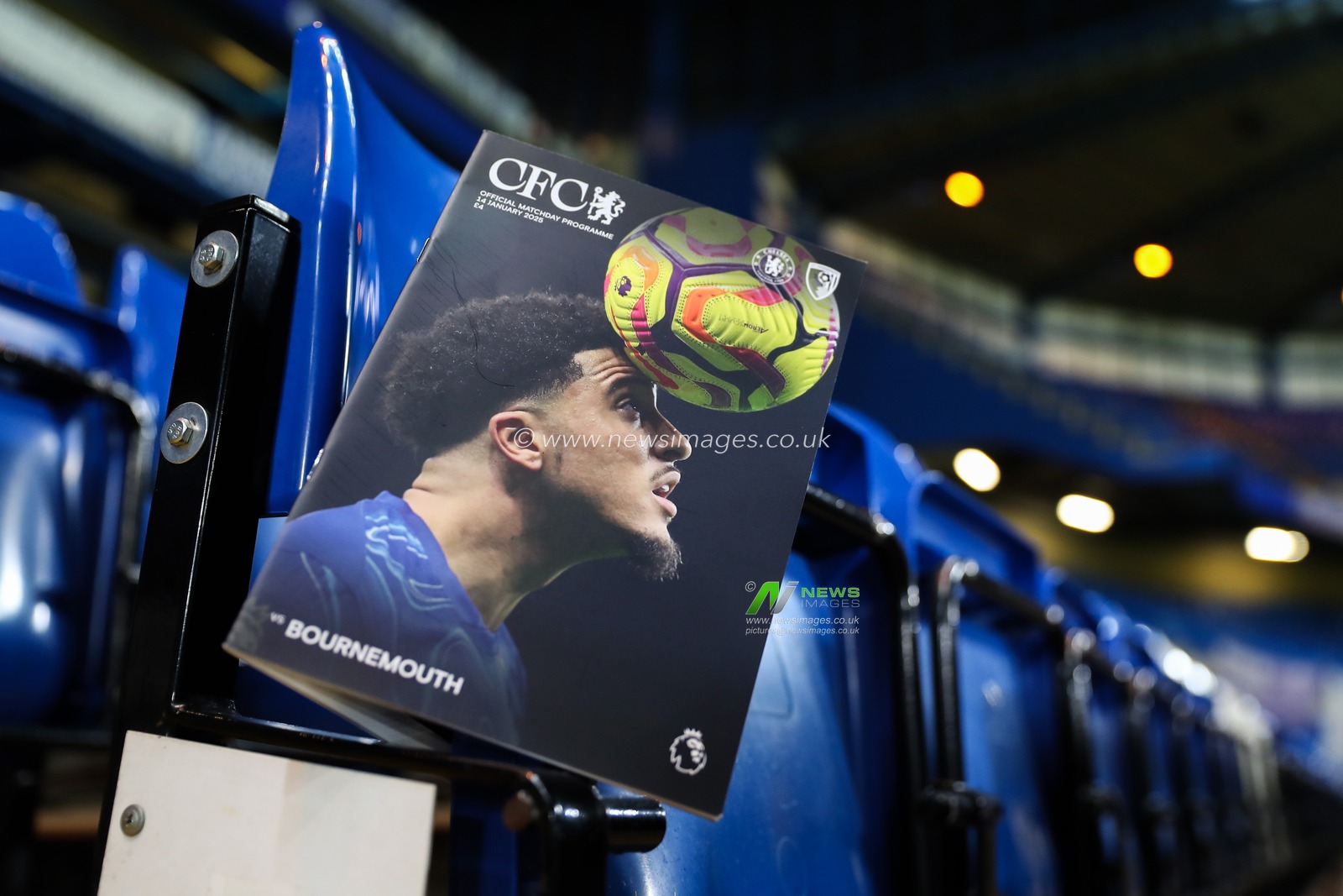 Jadon Sancho of Chelsea on the front cover of the match day programme ahead of the Premier League match Chelsea vs Bournemouth at Stamford Bridge, London, United Kingdom, 14th January 2025

(Photo by Gareth Evans/News Images)