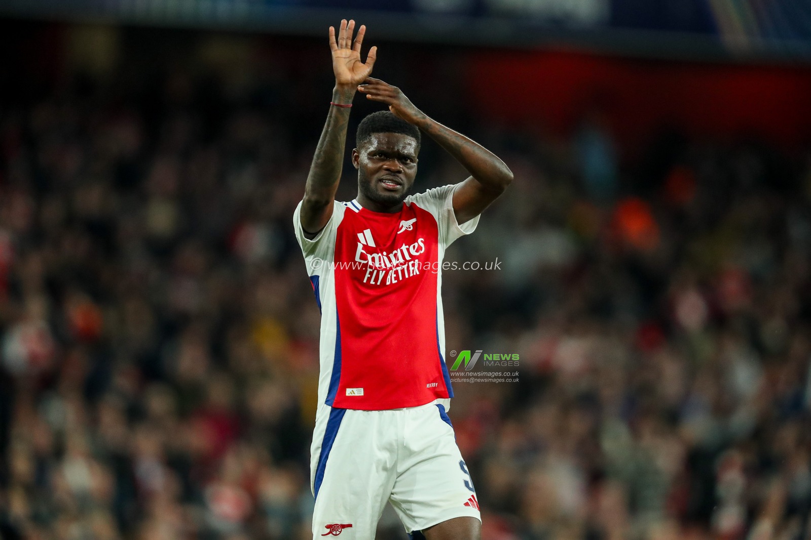 Thomas of Arsenal acknowledges the fans after the teams victory following the UEFA Champions League Quarter-finals match Arsenal vs Real Madrid at Emirates Stadium, London, United Kingdom, 8th April 2025

(Photo by Izzy Poles/News Images)