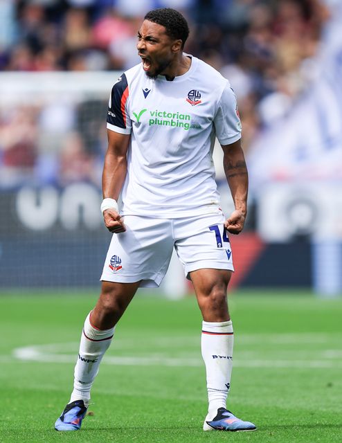 Akin Famewo of Bolton Wanderers celebrates 2-1 win during the Sky Bet Championship match Bolton Wanderers vs Preston North End at Toughsheet Community Stadium, Bolton, United Kingdom on 15 August 2026

(Photo by Jorge Horsted/News Images)