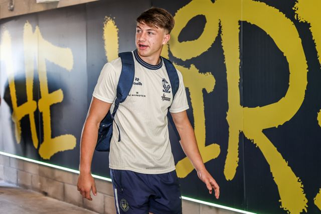 Ewan Irwin of Warrington Wolves arrives during the Betfred Super League round 12 match Warrington Wolves vs Bradford Bulls at The Halliwell Jones Stadium, Warrington, United Kingdom on 24 May 2026

(Photo by Alfie Cosgrove/News Images)