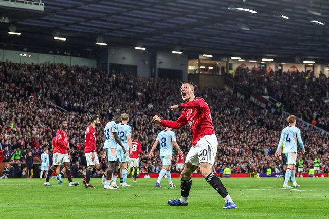 Benjamin Sesko of Manchester United celebrates his goal to make it 2-0 during the Premier League match Manchester United vs Brentford at Old Trafford, Manchester, United Kingdom on 27 April 2026

(Photo by Mark Cosgrove/News Images)