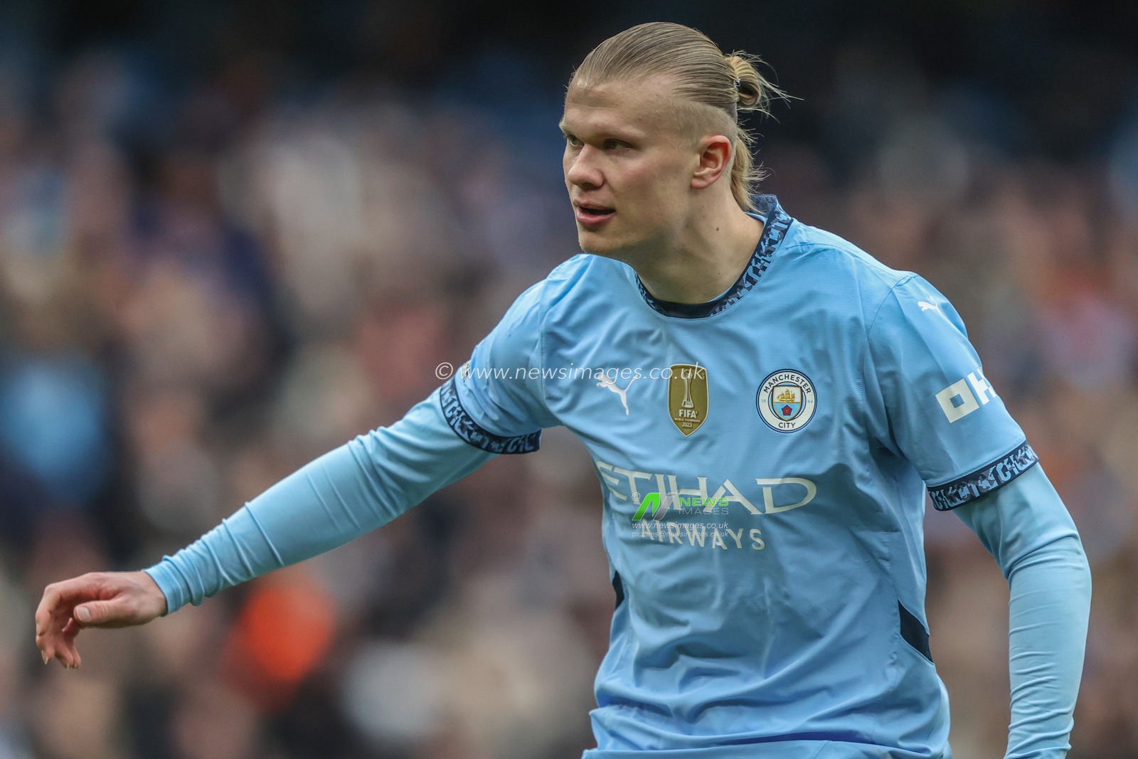 Erling Haaland of Manchester City during the Premier League match Manchester City vs Brighton and Hove Albion at Etihad Stadium, Manchester, United Kingdom, 15th March 2025

(Photo by Alfie Cosgrove/News Images)