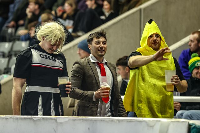 Fans in fancy dress during the halloween Premiership Rugby Cup match Newcastle Red Bulls vs Leicester Tigers at Kingston Park, Newcastle, United Kingdom, 31st October 2025

(Photo by Alfie Cosgrove/News Images)

*** GER AUT SUI OUT ***