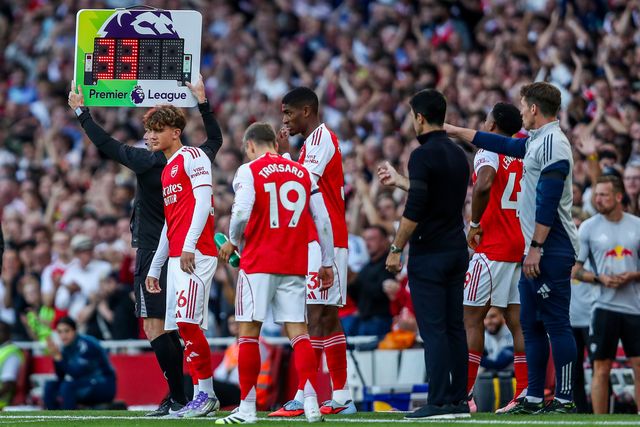 Max Robert Dowman of Arsenal makes his debut during the Premier League match Arsenal vs Leeds United at Emirates Stadium, London, United Kingdom, 23rd August 2025

(Photo by Izzy Poles/News Images)