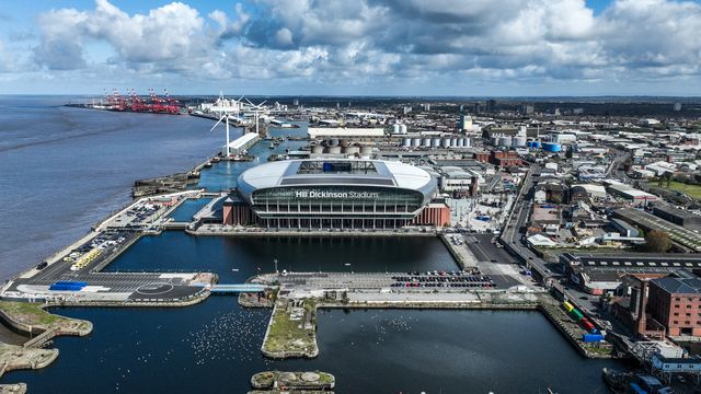 An aerial view of Hill Dickinson Stadium ahead of the Premier League match Everton vs Liverpool at Hill Dickinson Stadium, Liverpool, United Kingdom on 19 April 2026

(Photo by Alfie Cosgrove/News Images)