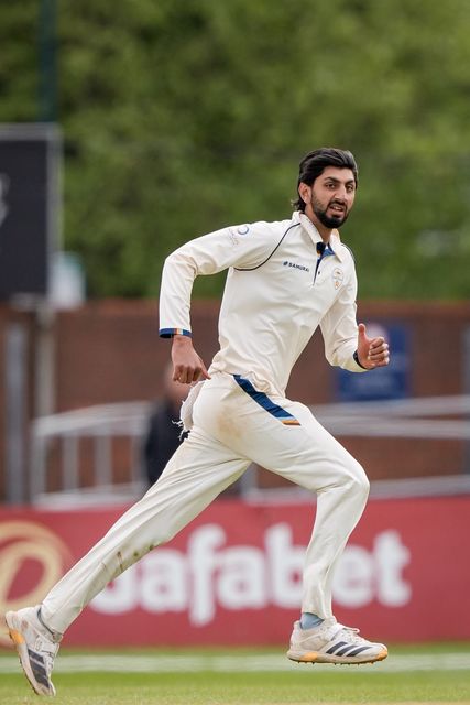 Shoaib Bashir of Derbyshire bowls during the County Championship Division Two Derbyshire vs Northamptonshire day four match at The Central Co-Op County Ground, Derby, United Kingdom on 11 May 2026

(Photo by Maynard Manyowa/News Images)