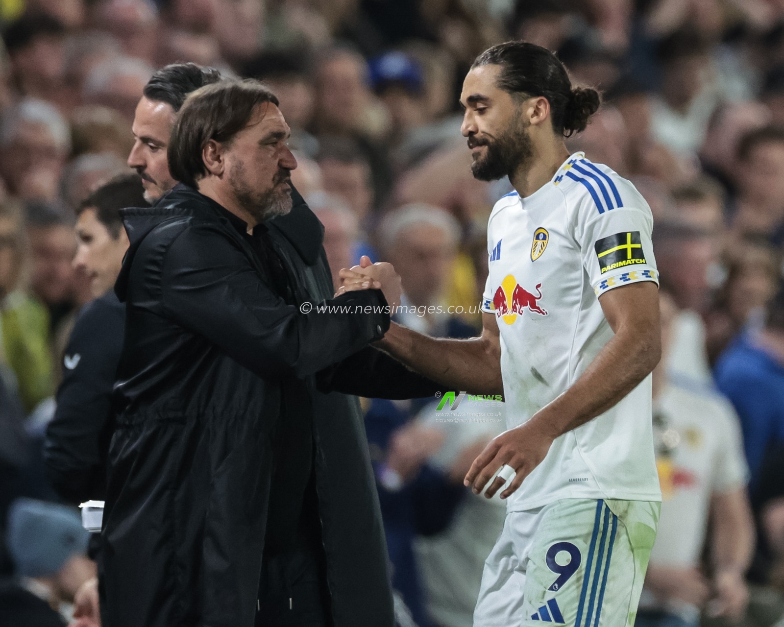 Daniel Farke manager of Leeds United shakes hands with Dominic Calvert-Lewin of Leeds United after he’s substituted during the Premier League match Leeds United vs Burnley at Elland Road, Leeds, United Kingdom on 01 May 2026

(Photo by Mark Cosgrove/News Images)