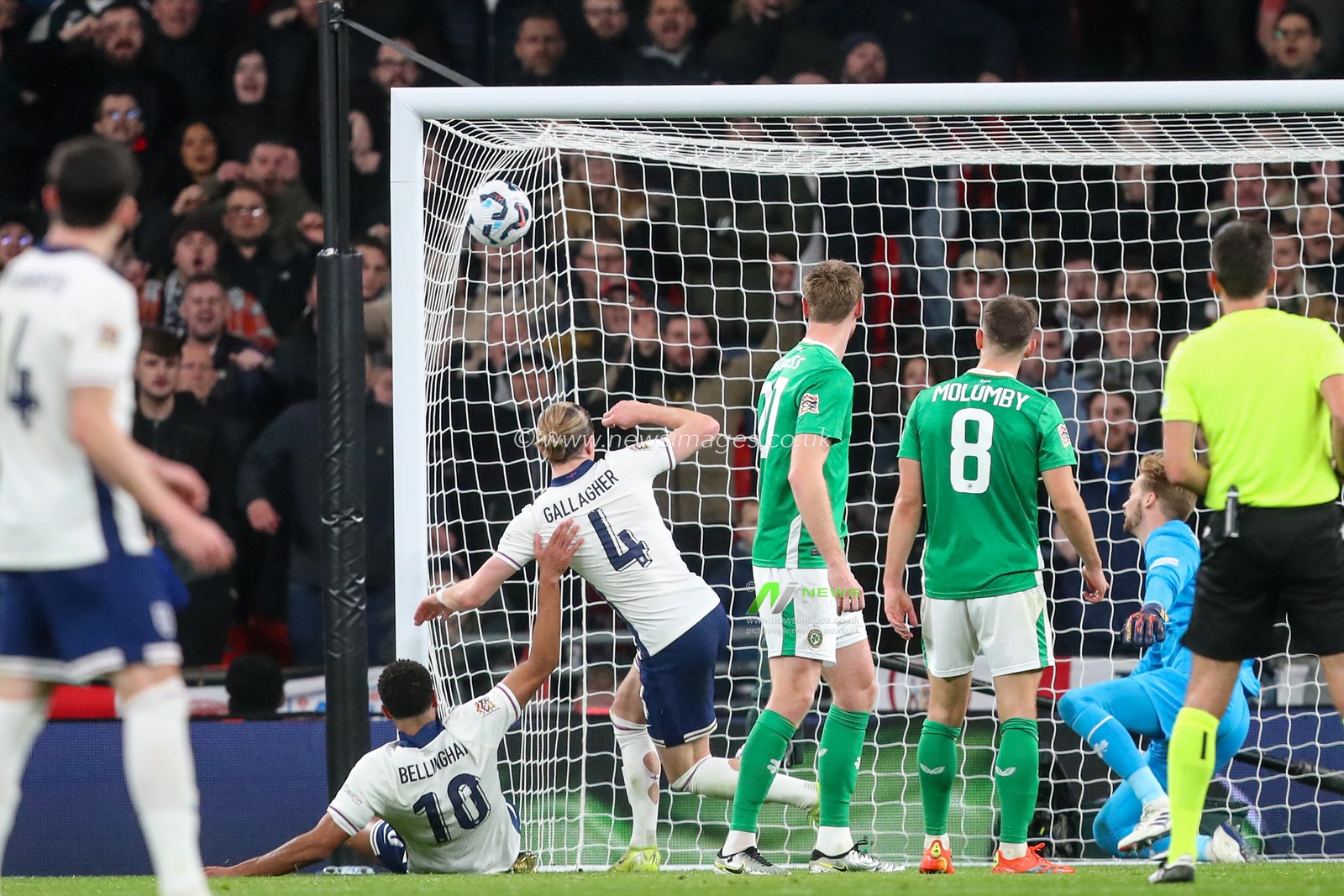 Conor Gallagher of England scores to make it 3-0 during the UEFA Nations League, League B - Group 2 match England vs Republic of Ireland at Wembley Stadium, London, United Kingdom, 17th November 2024

(Photo by Gareth Evans/News Images)