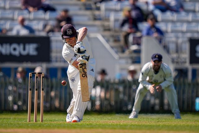 Australian opening batsman Cameron Bancroft of Gloucestershire plays and misses during the County Championship Division Two Derbyshire vs Gloucestershire at The Central Co-Op County Ground, Derby, United Kingdom on 24 April 2026

(Photo by Maynard Manyowa/News Images)