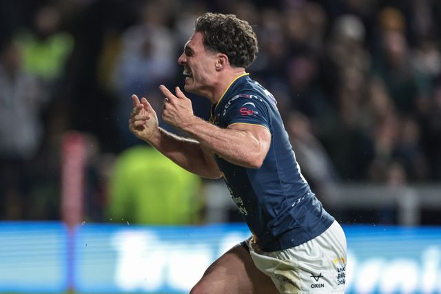 Brodie Croft of Leeds Rhinos celebrates his try during the Betfred Super League Round 2 match Leeds Rhinos vs York Knights at AMT Headingley Stadium, Leeds, United Kingdom on 20 February 2026

(Photo by Mark Cosgrove/News Images)