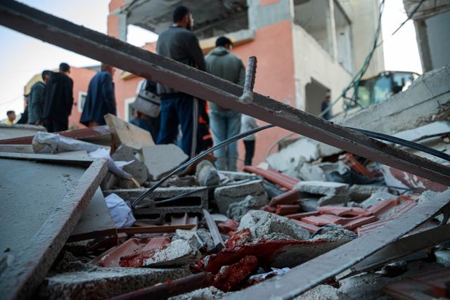 12 dead and a number of injured in an Israeli bomb that targeted the Deir al-Balah municipality building in the central Gaza Strip this evening.(Photo: Mohammed Skaik/News Images)