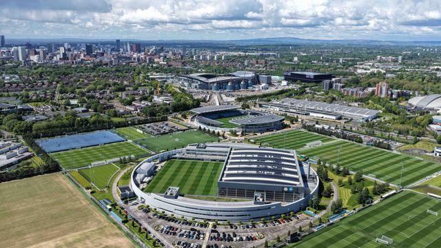 An aerial view of The Etihad Campus, Joie Stadium and The Etihad Stadium during the FA Youth Cup Final match Manchester City U18 vs Manchester United U18 at Joie Stadium, Manchester, United Kingdom on 14 May 2026

(Photo by Mark Cosgrove/News Images)