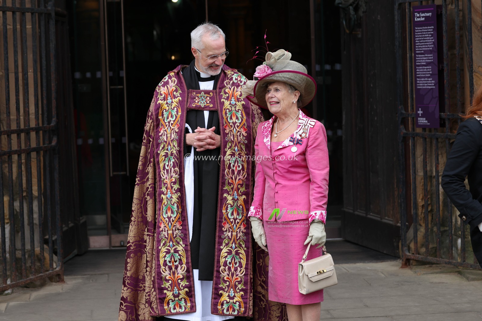 Dean of Durham Cathedral, The Reverend Philip Plyming and Lord Lieutenant of County Durham Mrs Susan Snowdonia ahead ahead of the Royal Maundy Service at Durham Cathedral, Durham, United Kingdom, 17th April 2025

(Photo by Alex Roebuck/News Images)