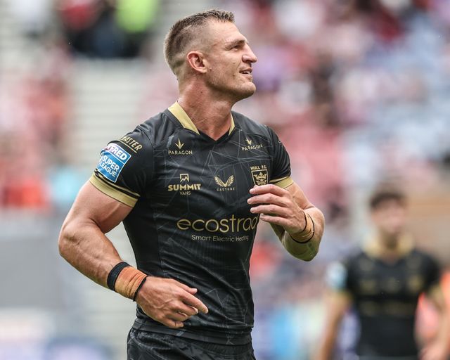 Jed Cartwright of Hull FC during the Betfred Super League Round 19 match Wigan Warriors vs Hull FC at The Brick Community Stadium, Wigan, United Kingdom, 19th July 2025

(Photo by Alfie Cosgrove/News Images)