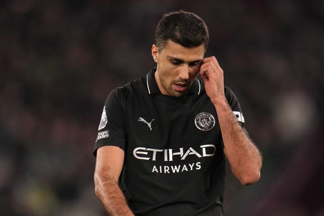 Rodri of Manchester City during the Premier League match West Ham United vs Manchester City at London Stadium, London, United Kingdom on 14 March 2026

(Photo by Harvey Murphy/News Images)