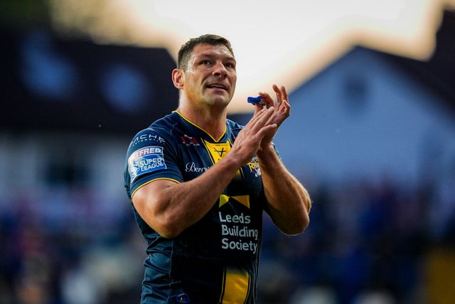 Ryan Hall of Leeds Rhinos celebrates his try during the Betfred Super League round 9 match Leeds Rhinos vs Catalans Dragons at AMT Headingley Stadium, Leeds, United Kingdom on 24 April 2026

(Photo by Maynard Manyowa/News Images)