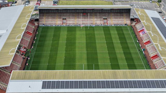 An aerial view of Leigh Sports Village during the Betfred Super League Round 20 Leigh Leopards vs Warrington Wolves at Leigh Sports Village, Leigh, United Kingdom, 1st August 2025

(Photo by Mark Cosgrove/News Images)