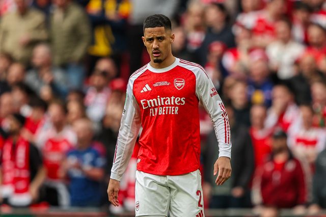 William Saliba of Arsenal during the Carabao Cup Final match Arsenal vs Manchester City at Emirates, London, United Kingdom on 22 March 2026

(Photo by Alfie Cosgrove/News Images)
