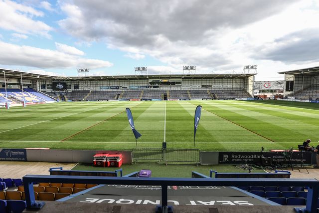 A general view of Halliwell Jones Stadium ahead of the Betfred Super League round 21 match Warrington Wolves vs Wigan Warriors at Halliwell Jones Stadium, Warrington, United Kingdom, 8th August 2025

(Photo by Alfie Cosgrove/News Images)