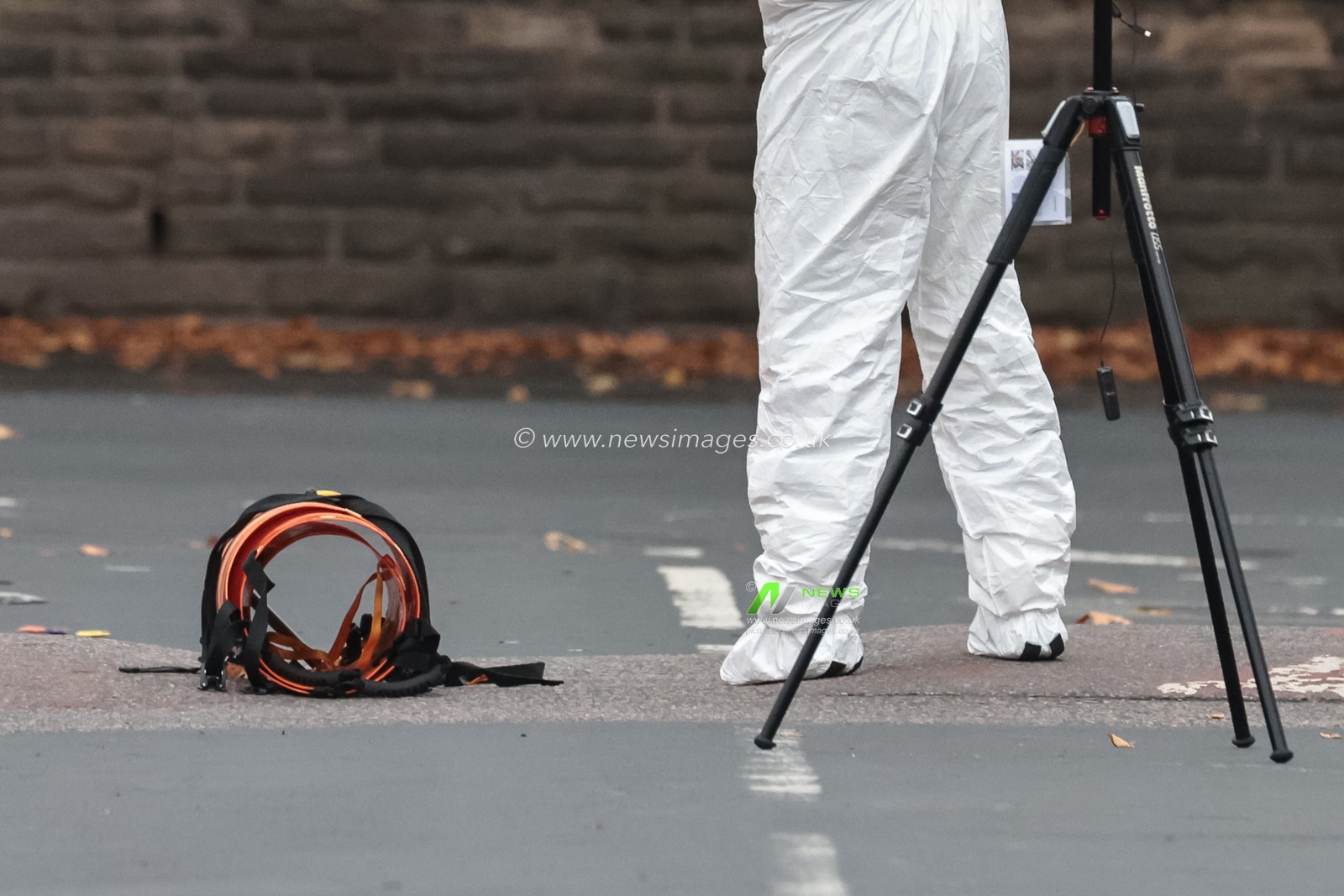A forensic police officer analyses crime scenes, gathers and preserves evidence as they take photographs of the scene during the Manchester synagogue attack at Manchester Synagogue, Manchester, United Kingdom, 2nd October 2025

(Photo by Mark Cosgrove/News Images)