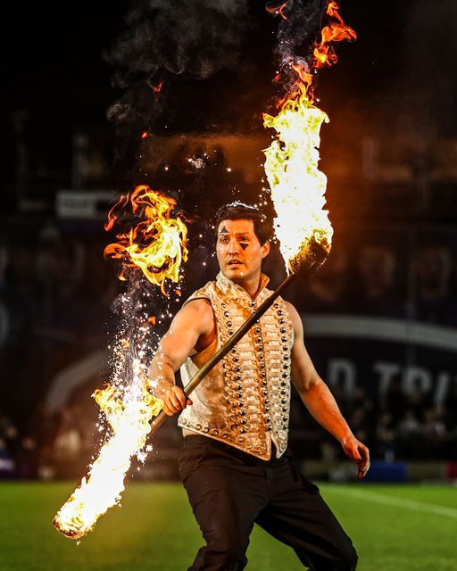 Pre-match entertainment ahead of the Betfred Super League round 5 match Wakefield Trinity vs Leigh Leopards at DIY Kitchens Stadium, Wakefield, United Kingdom on 20 March 2026

(Photo by Alfie Cosgrove/News Images)