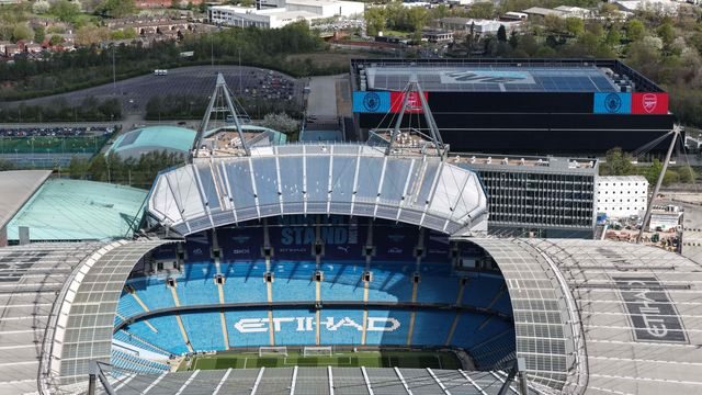 An aerial view of The Etihad Stadium during the Premier League match Manchester City vs Arsenal at Etihad Stadium, Manchester, United Kingdom on 19 April 2026

(Photo by Mark Cosgrove/News Images)