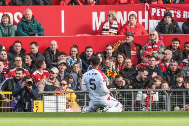 Maxence Lacroix of Crystal Palace celebrates his goal to make it 0-1 during the Premier League match Manchester United vs Crystal Palace at Old Trafford, Manchester, United Kingdom on 01 March 2026

(Photo by Mark Cosgrove/News Images)