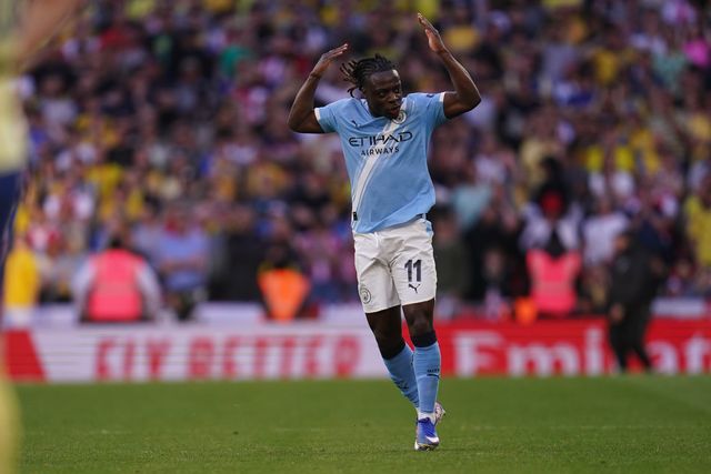 Jeremy Doku of Manchester City scores to equalise during the Emirates FA Cup Semi-Final match Manchester City vs Southampton at Wembley Stadium, London, United Kingdom on 25 April 2026

(Photo by Harvey Murphy/News Images)