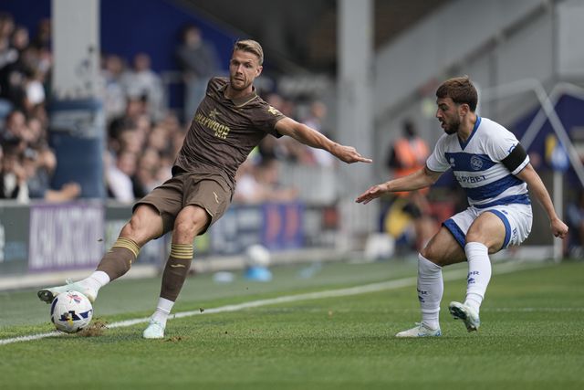 Kristoffer Ajer of Brentford plays a forward pass under pressure during the Pre-season friendly match Queens Park Rangers vs Brentford at Kiyan Prince Foundation Stadium, London, United Kingdom, 2nd August 2025

(Photo by Harvey Murphy/News Images)
