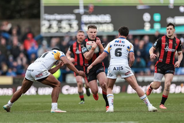 George Williams of Warrington Wolves breaks with the ball during the Betfred Super League round 6 match Leeds Rhinos vs Warrington Wolves at AMT Headingley Stadium, Leeds, United Kingdom on 29 March 2026

(Photo by Mark Cosgrove/News Images)