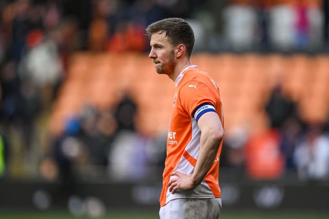 Lee Evans of Blackpool is dejected at the final whistle of the Sky Bet League 1 match Blackpool vs Leyton Orient at Bloomfield Road, Blackpool, United Kingdom, 15th March 2025

(Photo by Craig Thomas/News Images)