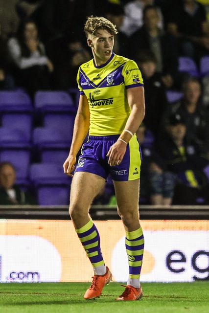 James Duffy of Warrington Wolves during the Betfred Super League Round 24 match Warrington Wolves vs Salford Red Devils at Halliwell Jones Stadium, Warrington, United Kingdom, 29th August 2025

(Photo by Alfie Cosgrove/News Images)