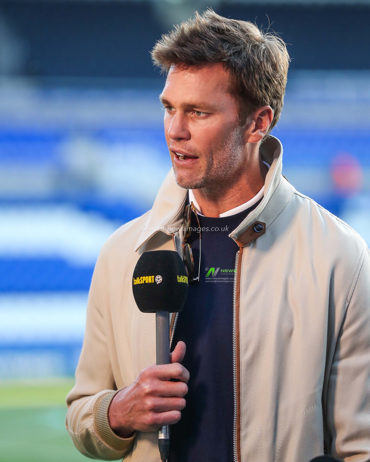 Tom Brady is interviewed prior to the Sky Bet League 1 match Birmingham City vs Wrexham at St. Andrew's @ Knighthead Park, Birmingham, United Kingdom, 16th September 2024

(Photo by Gareth Evans/News Images)