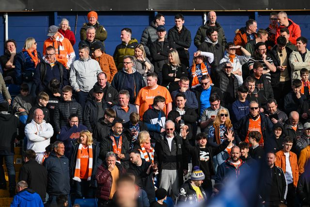 Blackpool fans during the Sky Bet League 1 match Stockport County vs Blackpool at Edgeley Park Stadium, Stockport, United Kingdom, 1st March 2025

(Photo by Craig Thomas/News Images)