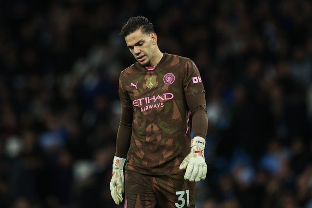 Ederson of Manchester City during the Premier League match Manchester City vs Tottenham Hotspur at Etihad Stadium, Manchester, United Kingdom, 23rd November 2024

(Photo by Mark Cosgrove/News Images)